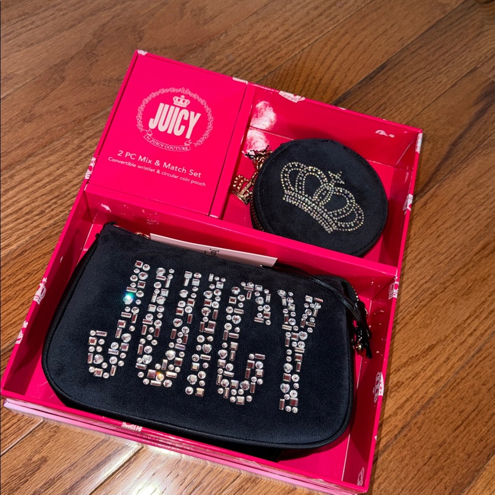 Juicy Couture Black and Silver Pouch Set